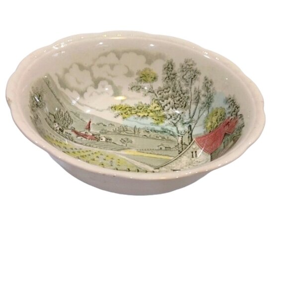 Vintage Alfred Meakin 'Home Pastures' Round Ironstone Vegetable Serving Dish - Picture 1 of 6